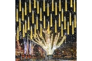 YILEAR Luces de Navidad de Lluvia Mejoradas, Luces de Ducha de Meteoritos IP65 Impermeables con 11.8 Pulgadas 8 Tubos 240 LED, Luces Decorativas con Puertos USB para Exterior/Interior/Bodas/Navidad/Fiestas
