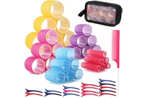 LCXCXY 52 Piezas Rulos Pelo Set contiene 30 Rulos Para El Pelo en 5 tamaños, 20 clips, un peine y una bolsa de almacenamiento. Rulos Pelo Grandes,Rolos Cabello Medianos, Rulos Pelo Pequeños