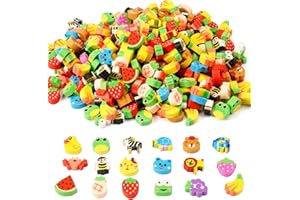WHIZNOOK 300 Stück Bunte Kunststoff Mini Radierer, Niedliche Neuheit Radiergummis für Party Favors Hausaufgabenbelohnungen Geschenk, Bleistift Kleine Radiergummi Tiere Set für Studenten, Random Style