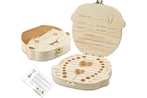 Original Little Moonshine Tooth Box for Milk Teeth with Tooth Fairy Voucher [English Language Not Guaranteed] - Made of Wood for Girls and Boys - Gift Ideas for Christening and Birthday Boy