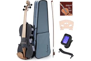 Asmuse Violon Ensemble 4/4 en bois massif Violon pour Enfant Debutant Violons Set avec Violon Accordeur Epaulière Archet et Colophane