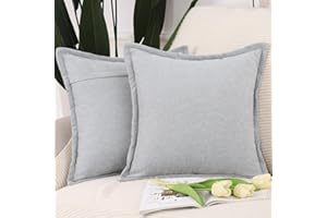 MADIZZ Poszewki na poduszki szenilowe, zestaw 2 super miękkich poszewek na poduszki boho, dekoracyjne, jednokolorowe, nowoczesne, wiejskie, dekoracja domu, na sofę, do sypialni, jasnoszare, 50 x 50 cm