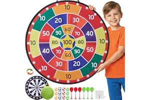 Cheerful Children Toys Jumbo Kids Dart Board Set XL or XXL, Large Velcro Dart Board - Reversible Designs, 16 Sticky Balls & 6 Darts - Indoor & Outdoor Garden Games for Ages 3-8