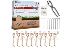 TAP JACK Pieges A Taupes - Lot de 10 + Pince Installation Facile - Anti-Taupe Professionnel Efficace - Systeme a Putange Resistant - Controle Rapide Et Naturel des Taupes - Lutte Contre Nuisibles- sans Petard