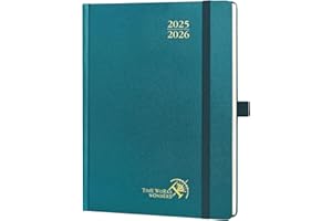 ‎POPRUN POPRUN Kalender 2025 2026 Buchkalender Hardcover, ca. A5 (22 x 16,5 cm), 17-Monate-Terminplaner (Aug.2025-Dez.2026), Wochenplaner 1 Woche 2 Seite mit Zertifiziertem Papier - Pazifikgrün