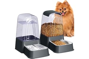Hipidog Juego de comedero automático de Alimentos y Agua para Perros y Gatos con Cuencos de Acero Inoxidable, alimentadores de Agua y Alimentos para Mascotas por Gravedad, 100% Libre de BPA, Gran