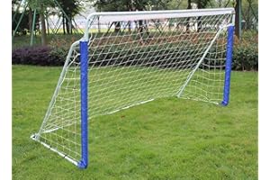 FUNJEPE 8ft Portable Steel Football/Soccer Goal Outdoors Garden Training with Rot-Proof Football Net and Carry Bag-240cm