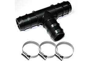 TS-TRADES T-Stück Tülle Verbinder für Ø38 Schlauch + 3 Stück V2A (W4) Schlauchschellen für Pool, Teich, Garten etc.