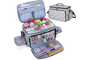 Luxja Nähset Aufbewahrung, Nähzubehör Tasche Organizer für Anfänger, Reisende, Tragetasche für Nähmaschine Zubehör und Nähzeuge, Grau Punkt