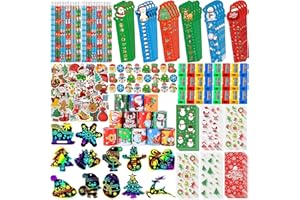 KAHEIGN 218 Pièces Papeterie Scolaire de Noël, 24 Noël Cadeaux Sacs Règles Crayons Gommes Taille-Crayons Bracelets Papier à Gratter Autocollants - pour Noël Cadeau Jeux Récompense Fête Faveurs