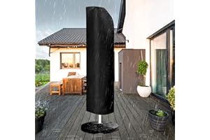 VEGENA Couverture de Parasol, Housse Protection pour Parasol, Housse de Parasol Jardin, Nouvelle 210D Protege Parasol, Imperméable, Anti-Poussière/UV/Intempéries avec Sac de Rangement 265*50*70*40cm