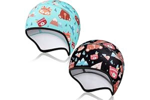 SINTEGE 2 Stück Kinder Helmmütze Kinder Fahrradmütze Süß Helm Unterziehmütze für Junge Mädchen Warme Radmütze Wintermütze für Skifahren Fahrradfahren Reiten Outdoor Sportarten