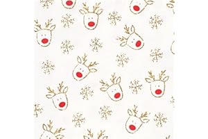 TALKING TABLES 20 x Reindeer Christmas Napkins | Disposable Paper Serviettes for Xmas, Boxing Day, New Years Dinner Party, Decoupage, White/Off-White, 8" x 8"