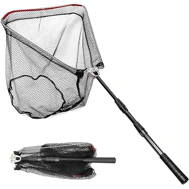 Épuisette Pliante 130 Cm – Filet Nylon Caoutchouté, Poignée Télescopique, Pour Carpe, Truite, étang, Rivière