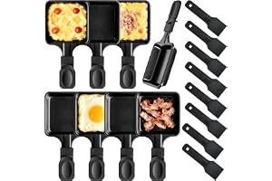 Kosmosta 8-Pack Fyrkantiga Raclettepannor med 8 Nylonspatlar, Non-Stick Järnbrickor, Ersättningspannor för Raclettegrill