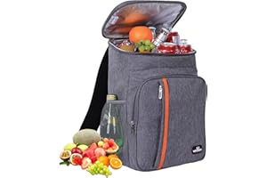 DAOXU 23L Zaino termico frigo, borsa frigo termica Porta Pranzo Zaino frigo termico portatile,mantiene il cibo caldo o freddo, adatto per campeggio, spiaggia, picnic, barbecue, eventi (Grigio)
