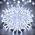Ollny Fairy Lights Battery Operated, 10m 100 LEDs Bright Battery Powered String Lights, Cool White Outside Christmas Lights Waterproof with 8 Modes/Timer for Indoor Outdoor Bedroom Garden Decorations