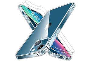 Niphabe Funda para iPhone 13 Transparente con 2 Protectores de iPhone 13 Pantalla de Vidrio Templado, Anti-Amarillo Antiarañazos Antigolpes para Carcasa iPhone 13 (6,1"), Clara