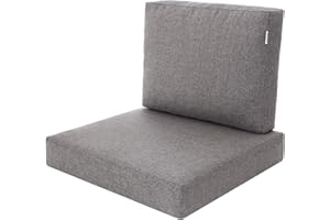 ‎PILLOWPRIM PillowPrim Kissen Set für Rattan/Korbsessel, Rückenlehne Sitz, Sitzkissen Outdoor Sitzpolster Gartenstuhl, Sitzauflage Rattan-Stuhl, 60x55x40 cm - Grau