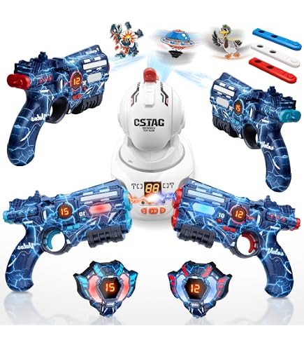 Kit Laser Tag Rechargeable 2 Joueurs VATOS – Pistolets + Gilets Sync Temps Réel + 4 Modes – Jeu Tir Enfant 6-12 Ans