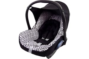 BAMBINIWELT Bezug Ersatzbezug kompatibel mit Maxi-Cosi CabrioFix für Babyschale 6-tlg Komplett-Set (schwarz weiß Karos)
