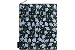 Dadanism Housse Livre Brodée Marguerite, Pochette Protecteur pour Livre, Cadeau Littéraire, Couverture avec Poche Avant Brochés Reliés, Cadeau Parfait pour Lecteur Enseignan, Noir