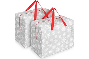 Kajaia 2 Pcs Christmas Ornament Storage 18 x 15 x 10 Inch Snowflake Holiday Accessories Bag Christmas Storage Containers Tear Proof Christmas Ornament Organizer with Handles Full Length Zipper (Gray)