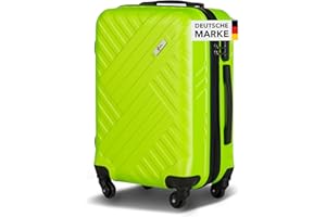 Xonic Design Boardcase Reisekoffer - Hartschalen-Koffer mit 360° Leichtlauf-Rollen - hochwertiger Kabinen-Trolley mit Zahlenschloss - Hand-Gepäck in 55x35x20cm ((Boardcase Neon Grün, S))