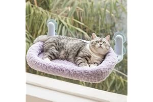 EDAGNY Elegante Cama para Gatos Ventana Plegable Rose-felpa, con Funda Reversible Extraible para Tomar el sol Hamaca Para Gatos Ventana Robusto Capacidad para hasta 15 kg
