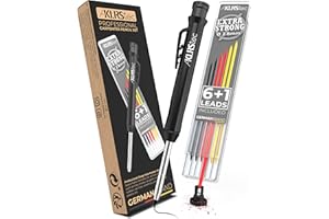 KLRS tec Professional marker do głębokich otworów, w zestawie 7 wkładów – ołówek ciesielski na plac budowy – marker do otworów wiertniczych, ołówek rzemieślniczy, marker do otworów