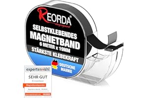 ‎REORDA REORDA® Magnetband selbstklebend im Spender - Magnetstreifen - Magnetklebeband hervorragend für Postkarten, Fotos & Whiteboards geeignet (6 Meter)