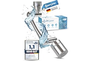 NEPTUNOVA® Wasserhahn Aufsatz 1440 Grad schwenkbar - Wasserhahn Verlängerung für Küche & Bad - universeller & Wasser sparender Perlator aus verchromten Messing - BPA Frei