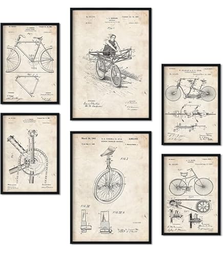 Nacnic Vintage Lot De 4 Feuilles VELOS De Brevet. Définir Des