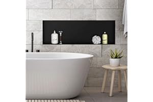 LuxeBath Nicho de Ducha de Acero Inoxidable 90x30x10cm cm Negro Marco de Pared Empotrado Alicatable Estante Integrado Instalación Flexible para Almacenamiento Organizador de Utensilios para Baño