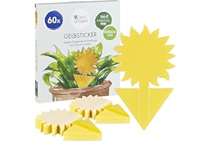 OwnGrown Piège à Mouches Jaune pour Plantes D'intérieur - Paquet de 60 Papier Autocollant Anti Mouche - Attrape Mouche à Fruits Tournesol Idéal pour Une Utilisation en Intérieur - 13,5 x 7,5 cm