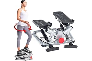 SUNNY HEALTH AND FITNESS Sunny Health & Fitness Mini Stepper for Exercise Low-Impact Stair Step Cardio Equipment with Resistance Bands, Digital Monitor, Optional Twist Motion Stepper