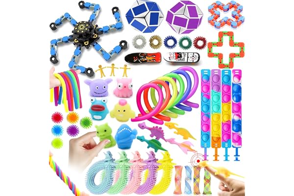 JUAUO 50 Pcs Fidget Toys Set, Stress-Angst Relief Toys pour Enfants et Adultes, Anxiété Relief Finger Toys, Anti Stress Autisme et TDAH, Jouets Sensoriels pour Enfants Fête d'anniversaire