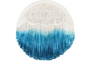 HOLAVIDA Macrame Tapiz Grande Tejido a Mano, Decoración Boho Chic para Pared en Dormitorio y Sala de Estar (Azul Marino, 60 cm)