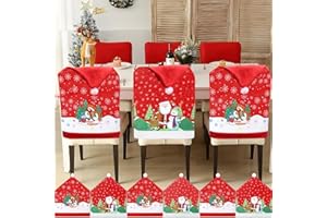 BBLTIFF Świąteczny pokrowiec na krzesło, 6 sztuk, pokrowiec na krzesło 60 × 50 cm, pokrowiec na krzesło bożonarodzeniowe, pokrowiec na krzesło, dekoracja bożonarodzeniowa, do dekoracji domu, jadalni