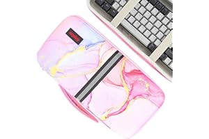 Kingshion Hartschalen-Reisetasche, 75 % Tastatur-Hülle, kompatibel mit Keychron K2, Melgeek, Logitech Pop-Tasten, mechanische mechanische Mini-Tastatur, kabellose Mini-Tastatur mit 84 Tasten, rosa