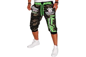 Jaylvis Herren Short Shorts Bermuda Kurze Hose Sommer Steetwear 3/4 Marine Royal Camouflage (B.3484)