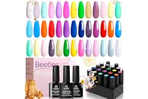 BEETLES GEL POLISH Beetles 23 Pcs Gel Nail Polishes Unicorn Collection Pastel Pink Yellow Blue Nail Polish Purple Green Glitter Gel Polish Soak off Gel Nail Kit with Base Gel Glossy&Matte Top Gifts for Women