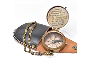 A S HANDICRAFTS Kompass mit Gravur zur Konfirmation, Geschenkidee zur Taufe, Andenken, Kompasskreuz und Sei stark und mutig, Geschenkidee zur Firmung, Geburtstagsgeschenk, Ostergeschenk.