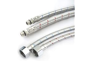 EVG Xcel Home 2 x M12 (12mm) X 1/2 BSP (500mm) Flexible Tap Connectors | Pair Braided Hose Pipe | for Kitchen Sink & Bathroom Basin Monobloc Mixer Taps | DIY Replacement Flexible | for Hot & Cold Supply