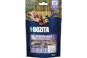 Bozita Meaty Bites hundsnacks med 95% hjort & anka – 70 g spannmålsfritt hundgodis utan kyckling och glycerin – läckra hundgo