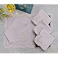 Design Gaatha Set of 4 pcs Dusty Pink Cutwork Embroidered Cotton Slub Table Napkins | Set of 4 pcs Premium Embroidered Napkins