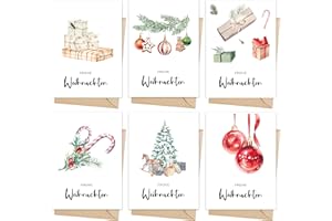 ‎THE LIFE BARN The Life Barn 12x Weihnachtskarten Frohe Weihnachten Set Weihnachten Karten mit Umschlag Weihnachtspost