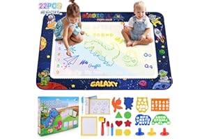 ROEXUN Aqua Wasser Doodle Matte,120x90cm Super Groß Aqua Magic Doodle Matte,Malmatte Mit Wasserstift Werkzeuge Stempe Zubehör,fleckenfreier Malspaß mit Wasser,für 1 2 3 4 5 6 Jahre Alt Junge Mädchen