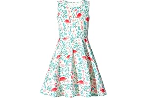 AIDEAONE Filles Robe Mignon Imprimer Casual Robe de Soirée Sirène Galaxy Robe 4-12 Ans