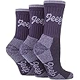 JEEP TERRAIN - 3 Pairs Cotton Walking Hiking Socks for Ladies - Padded Breathable Anti Blister Athletic Outdoor Performance Trekking Crew Socks for Women